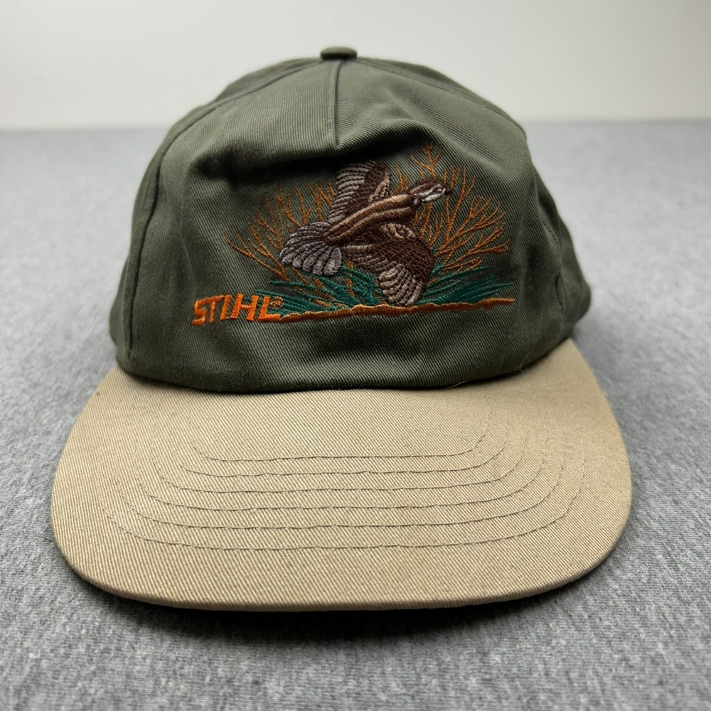 Stihl 2002 Quail Snapback Hat Green Tan Embroidered Hunting Cap One Size